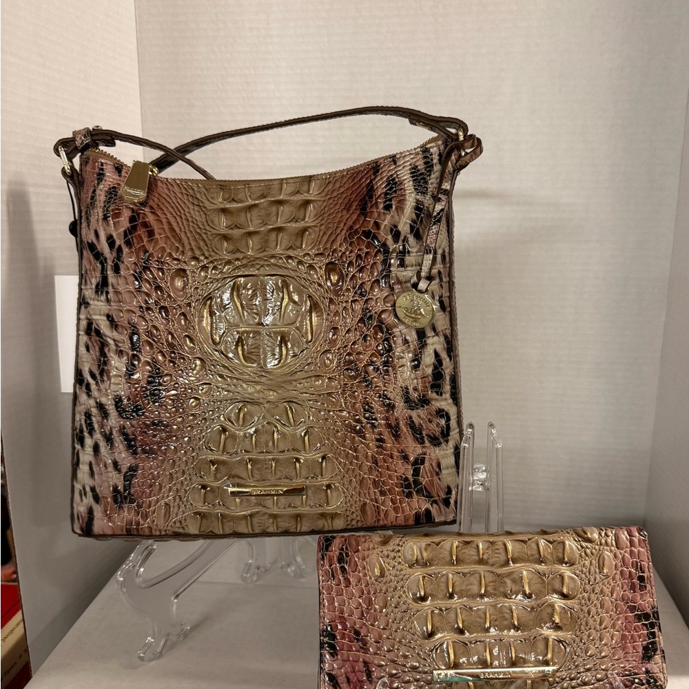 Elegant Brahmin Brown Crocodile Pattern Women's Bag Set ( beautiful) NWTS